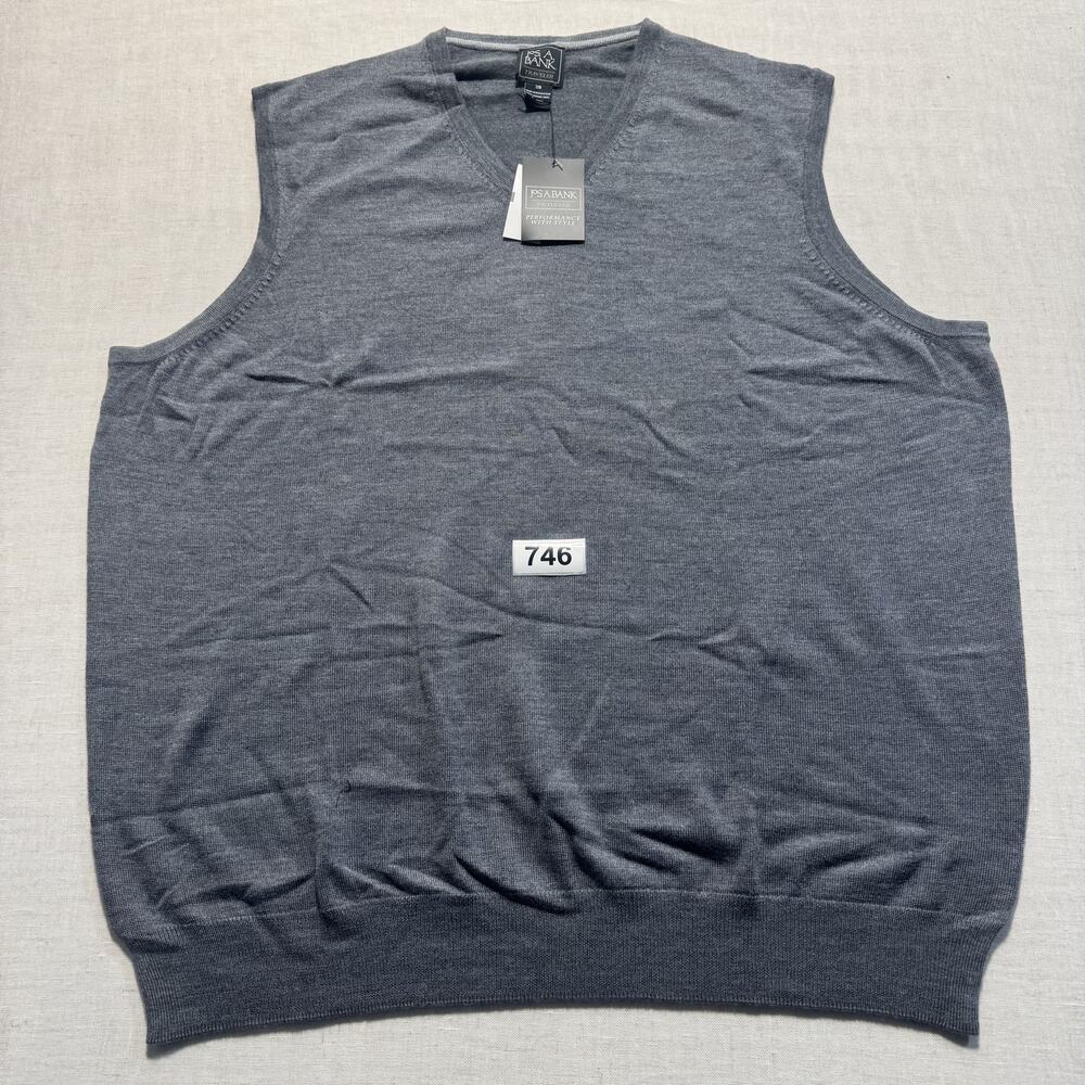 JOS. A. BANK Traveler Merino Wool Sweater Men's Sz‎ 2XB Gray Brand New